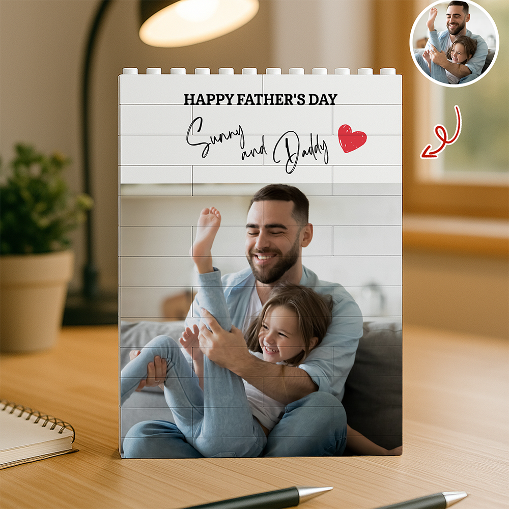 Personalized Building Block Photo Gift Custom for Dad