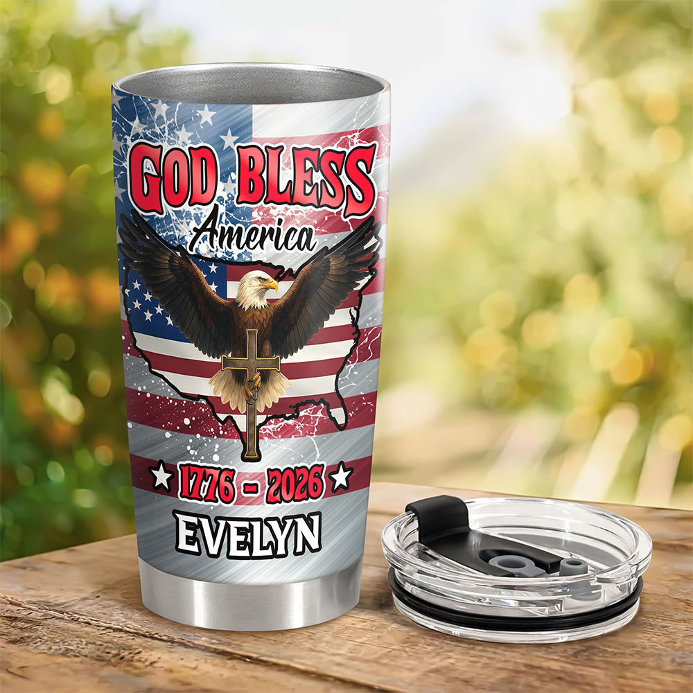 Personalized Eagle Patriot Tumbler Custom Name Gift for Independence Day