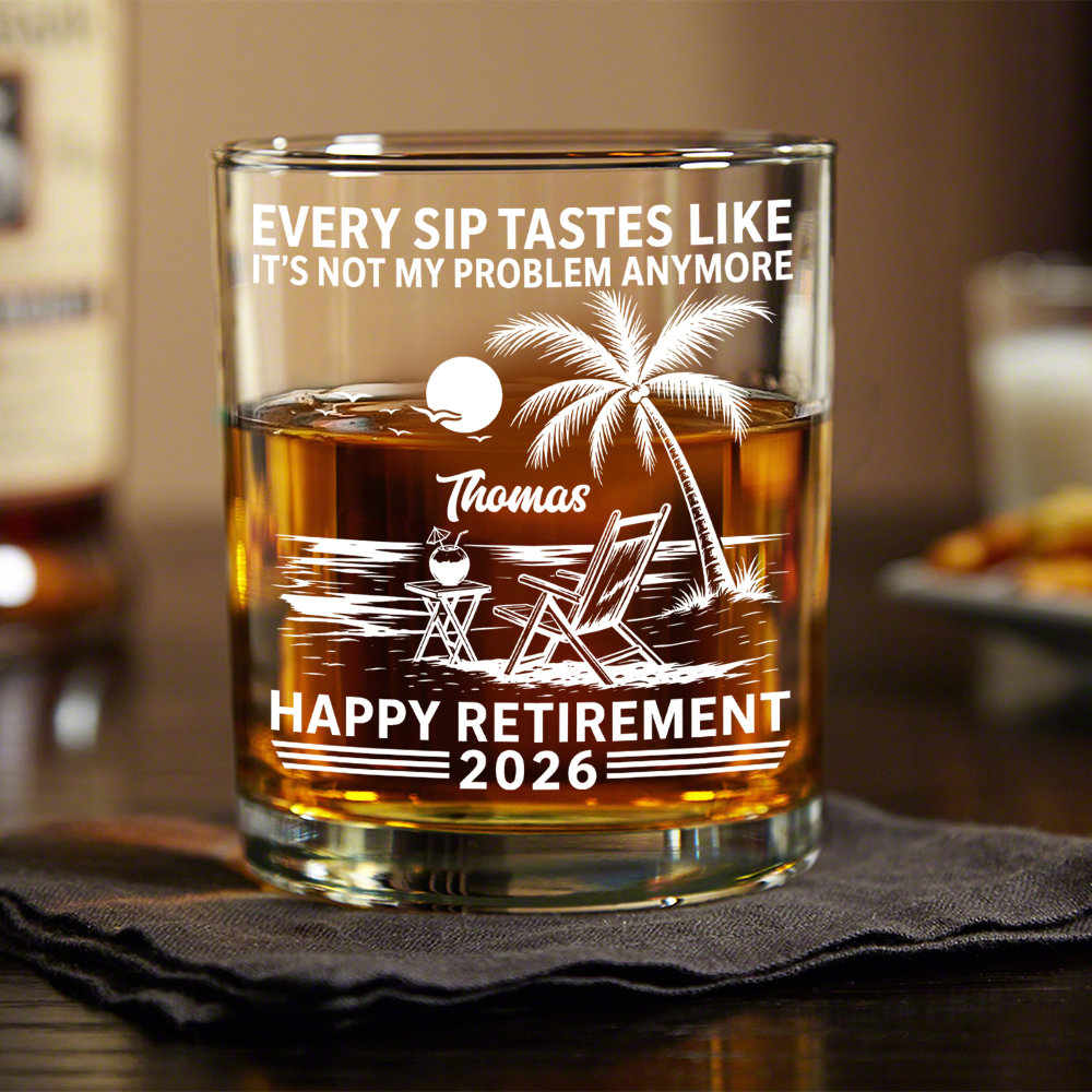 Personalized Rock Glass Custom Name Retirement Gift for Him