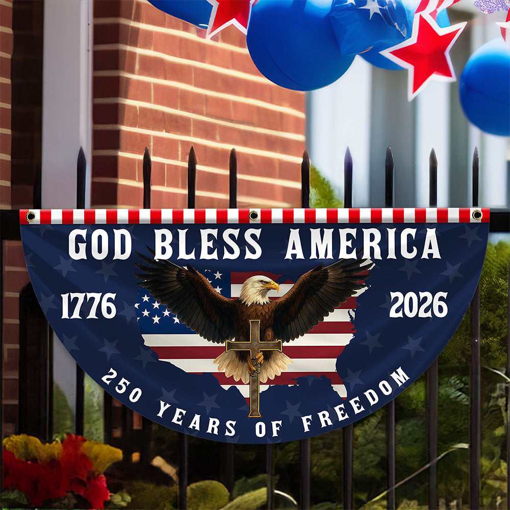 Personalized 250 Years of Freedom Non-Pleated Fan Flag Gift for Family Fourth of July