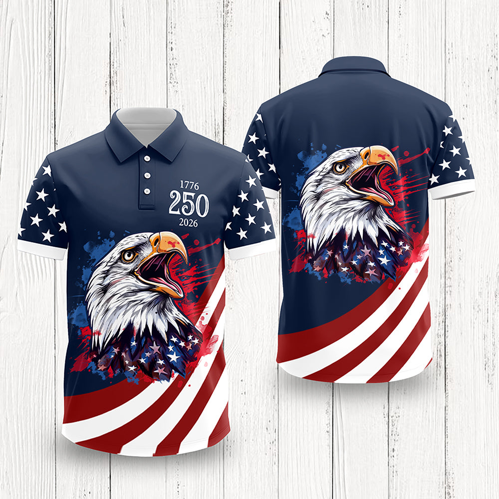 Personalized American Pride Eagle Polo Shirt Gift for Dad