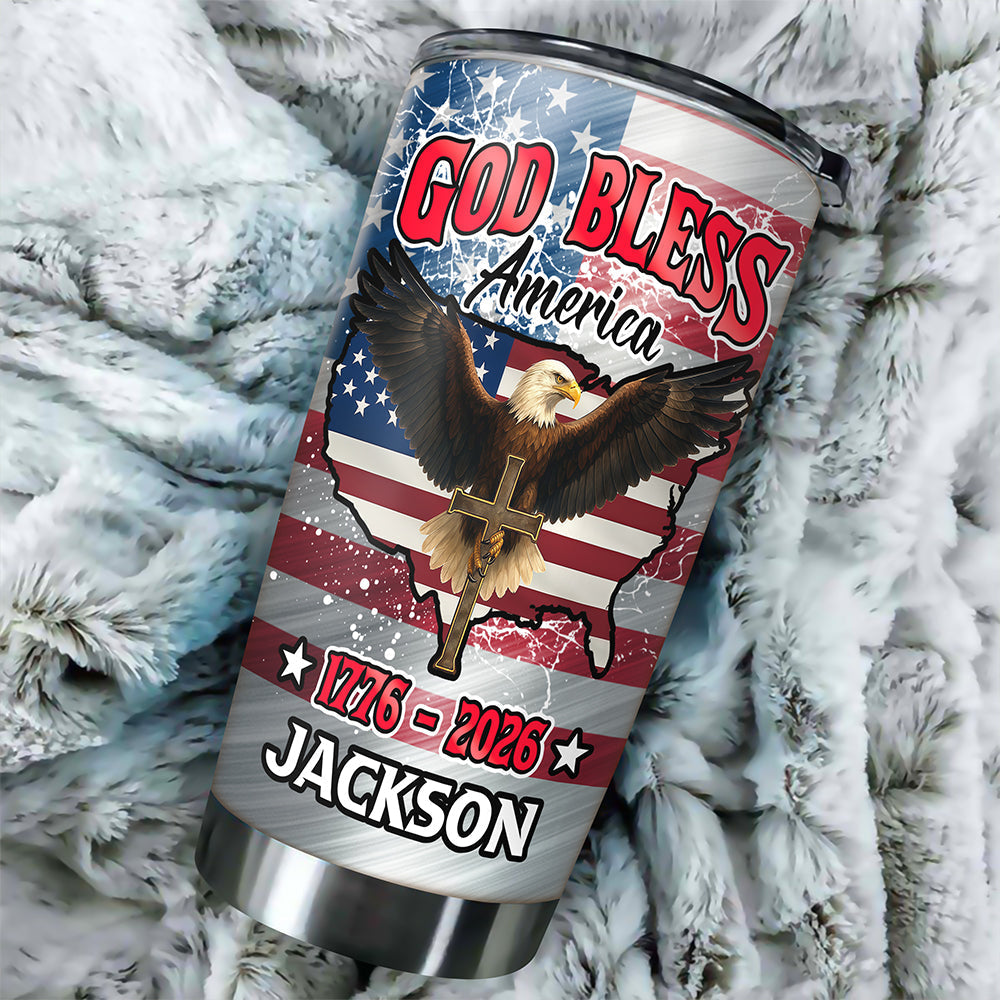 Personalized Eagle Patriot Tumbler Custom Name Gift for Independence Day