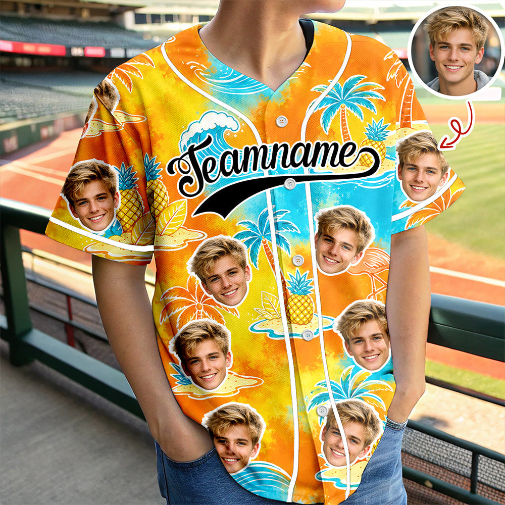 Personalized Tropical Floral Baseball Jersey Custom Photo Gift for Dad