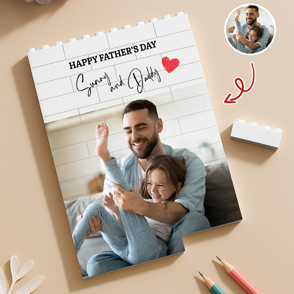 Personalized Building Block Photo Gift Custom for Dad