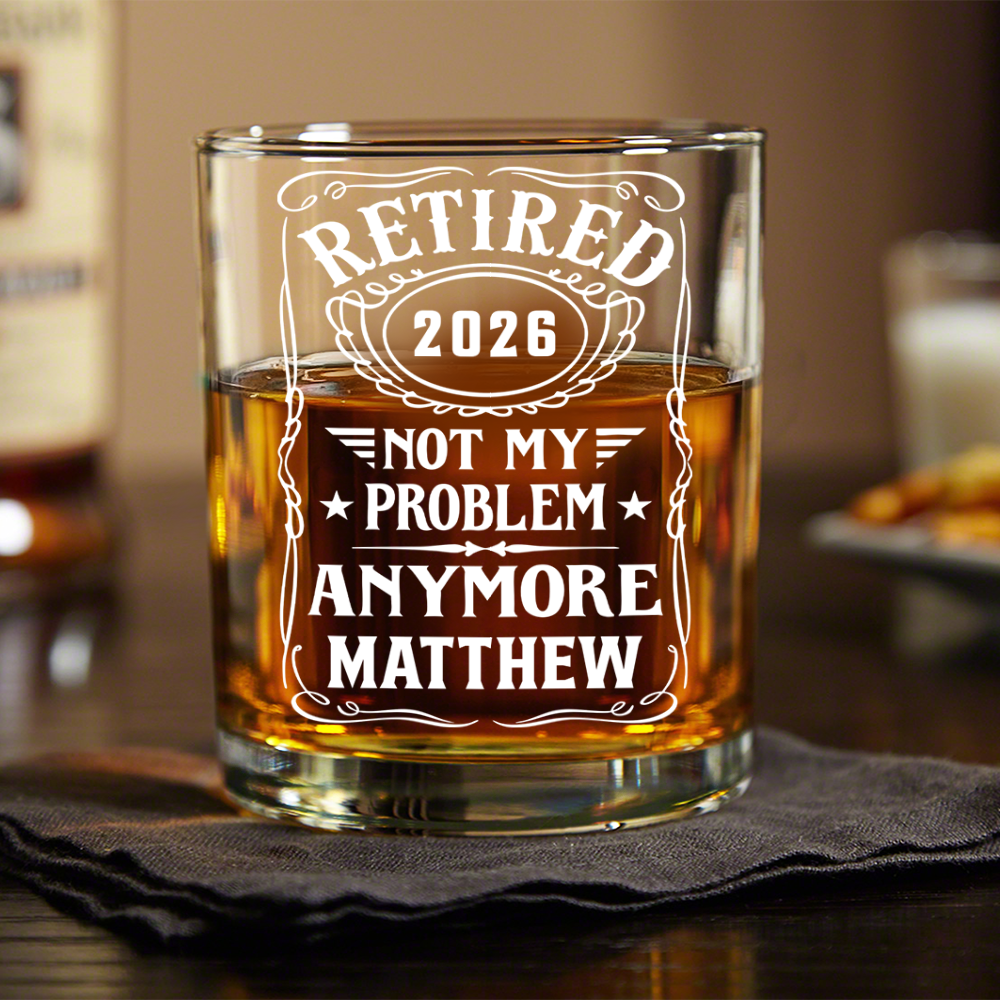 Personalized Retirement Rock Glass Custom Name Gift for Dad