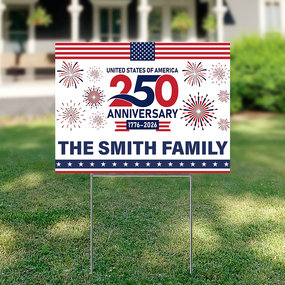 Personalized Family Name 250th Anniversary Yard Sign USA Gift