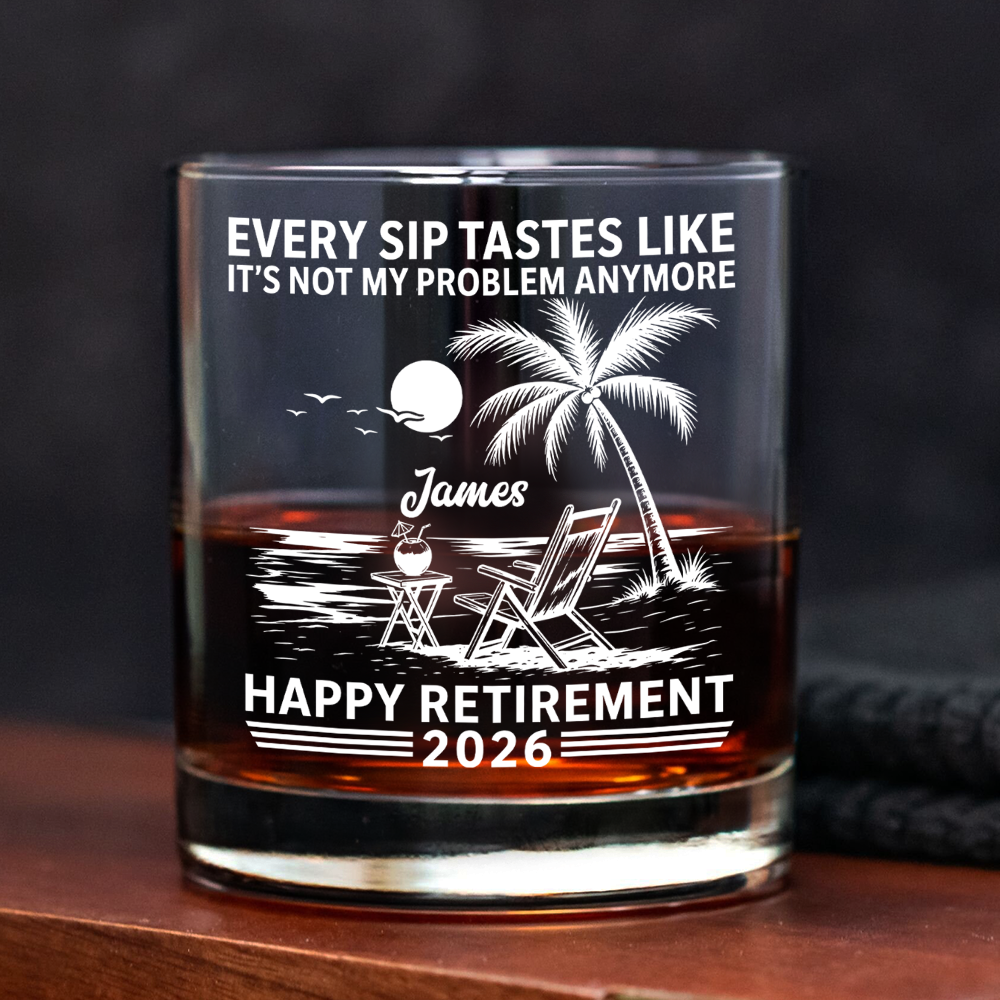 Personalized Rock Glass Custom Name Retirement Gift for Him