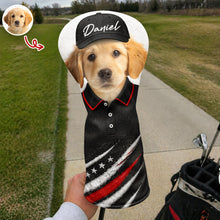 Load image into Gallery viewer, Personalized Pet Photo Golf Head Cover with American Flag Gift for Dog Dad
