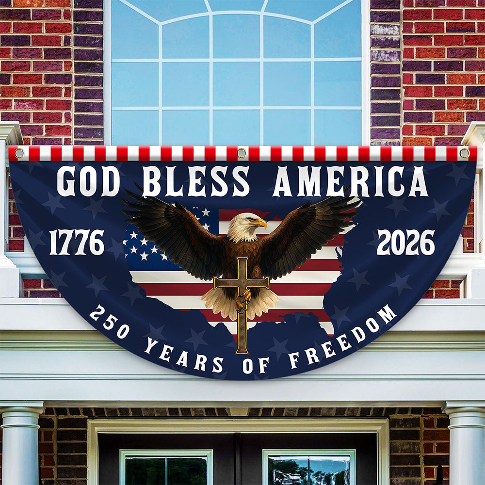 Personalized 250 Years of Freedom Non-Pleated Fan Flag Gift for Family Fourth of July