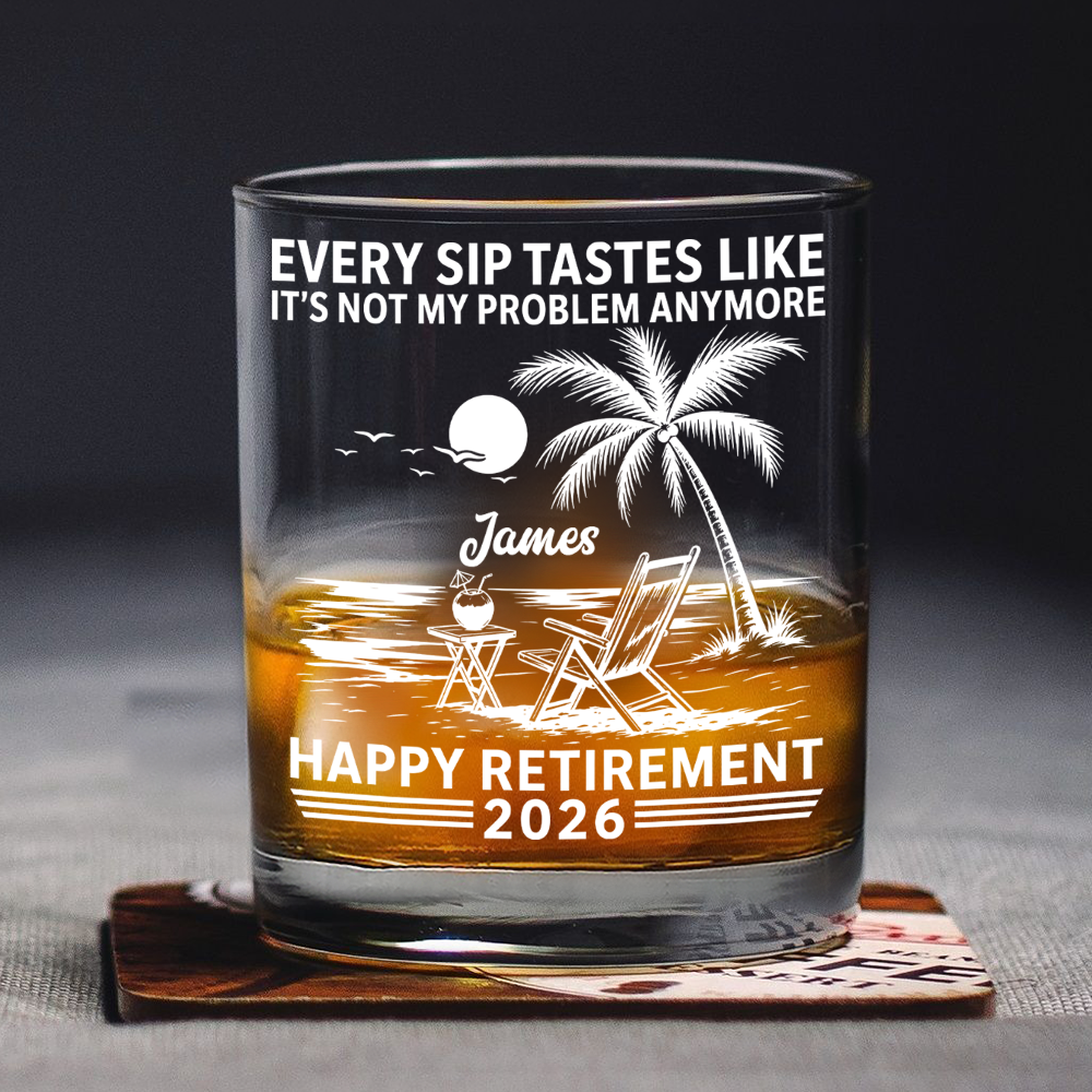 Personalized Rock Glass Custom Name Retirement Gift for Him