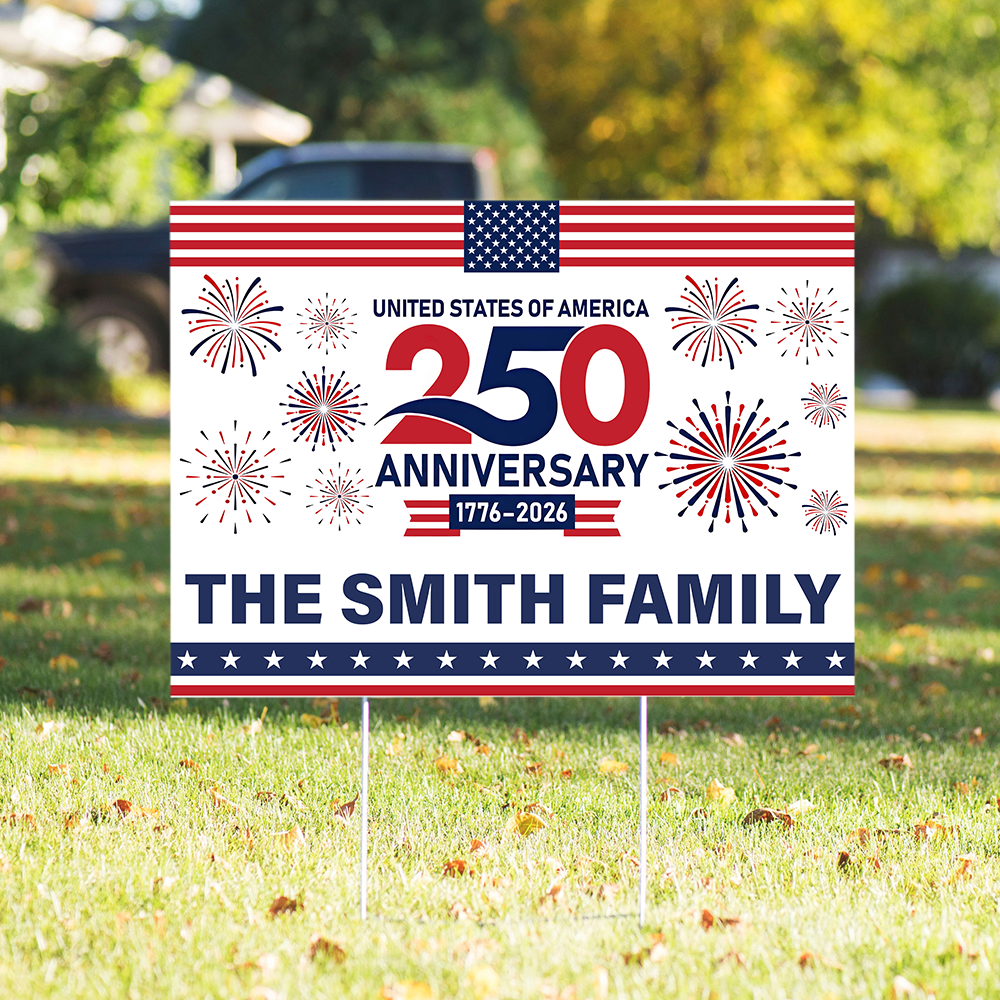 Personalized Family Name 250th Anniversary Yard Sign USA Gift