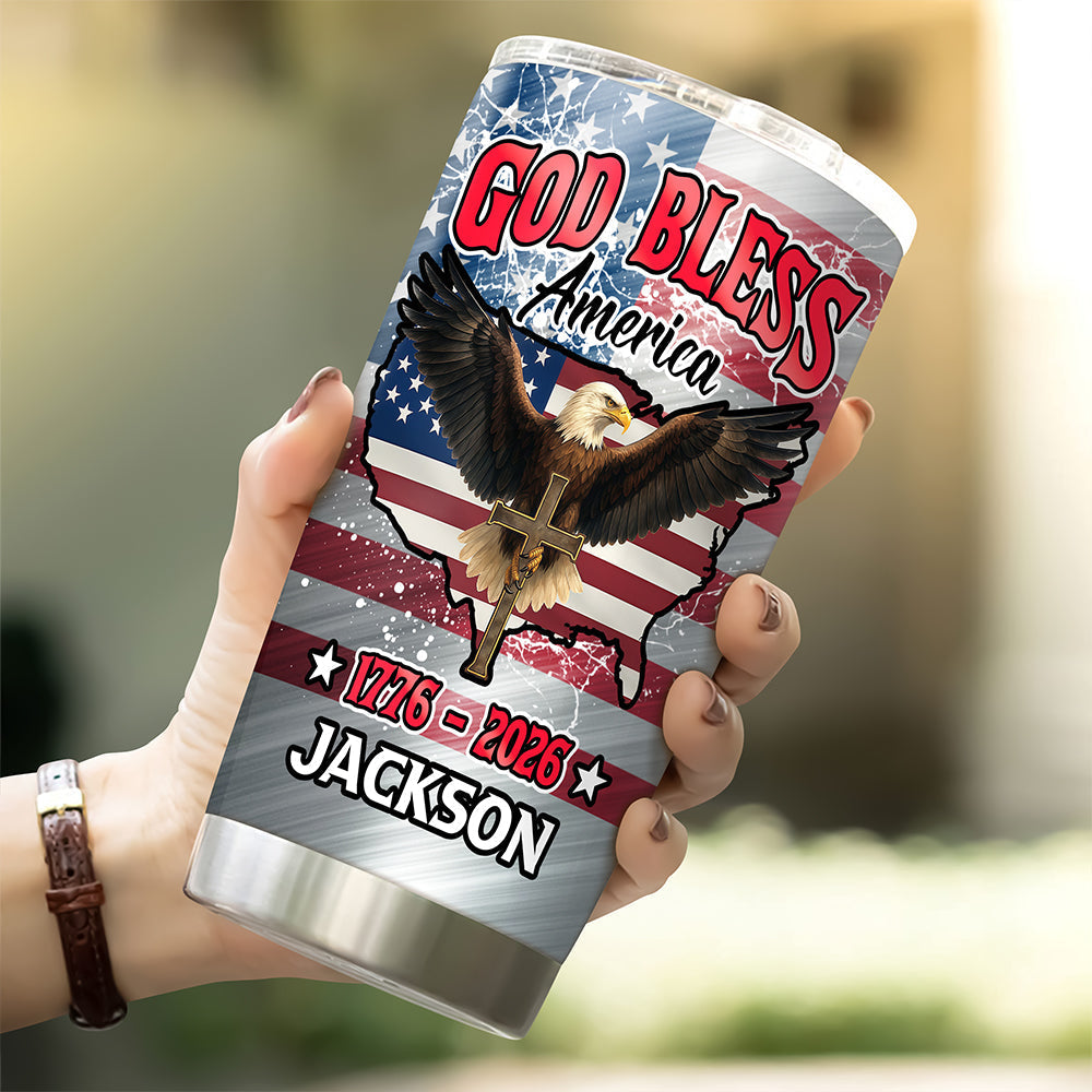 Personalized Eagle Patriot Tumbler Custom Name Gift for Independence Day