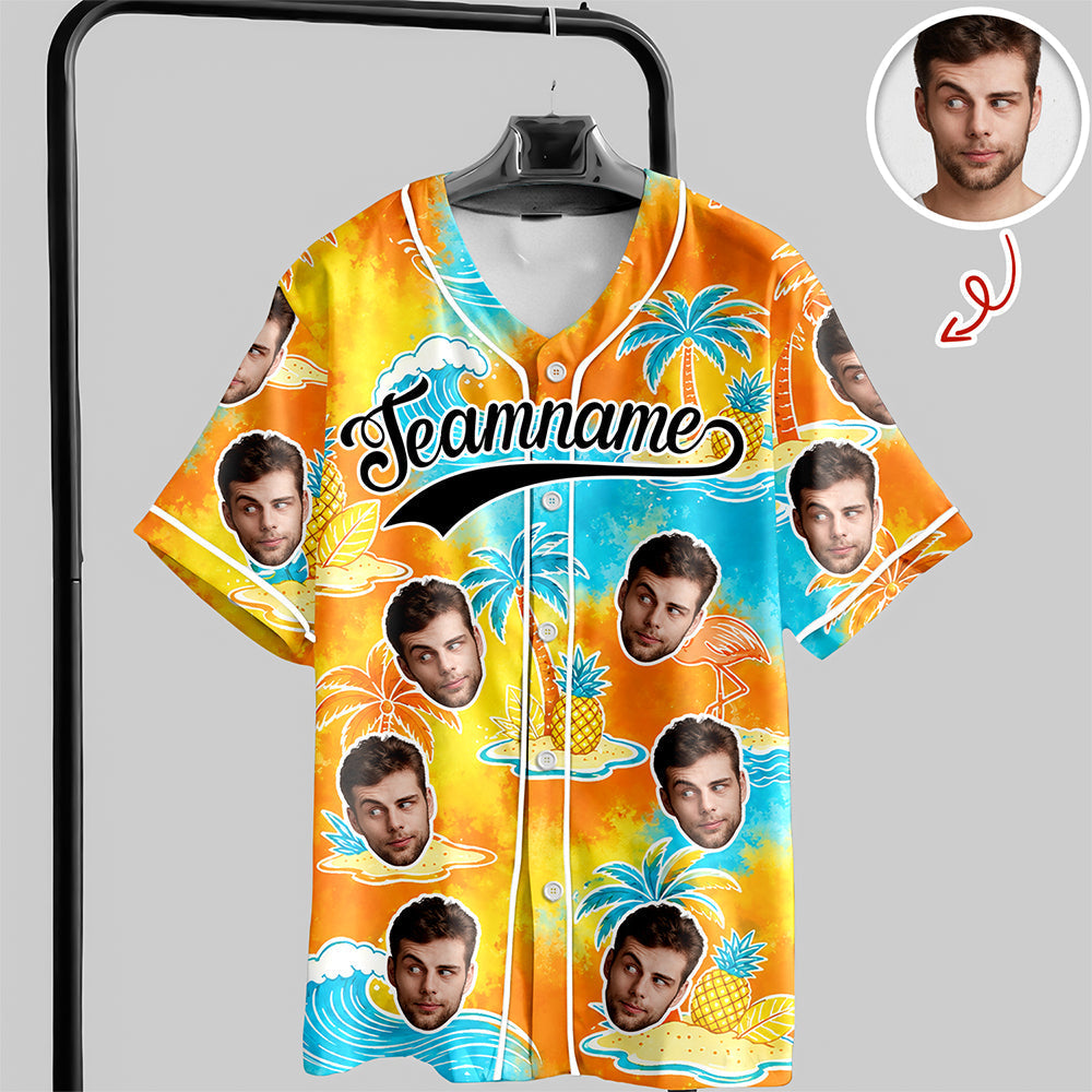 Personalized Tropical Floral Baseball Jersey Custom Photo Gift for Dad