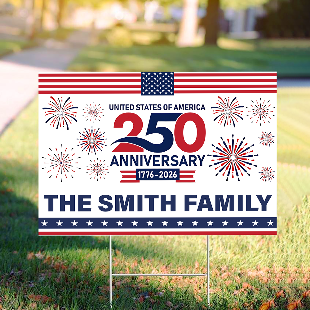 Personalized Family Name 250th Anniversary Yard Sign USA Gift