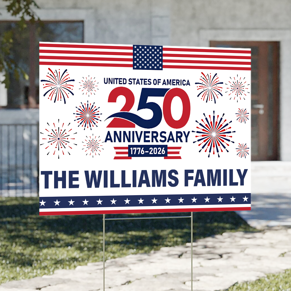 Personalized Family Name 250th Anniversary Yard Sign USA Gift