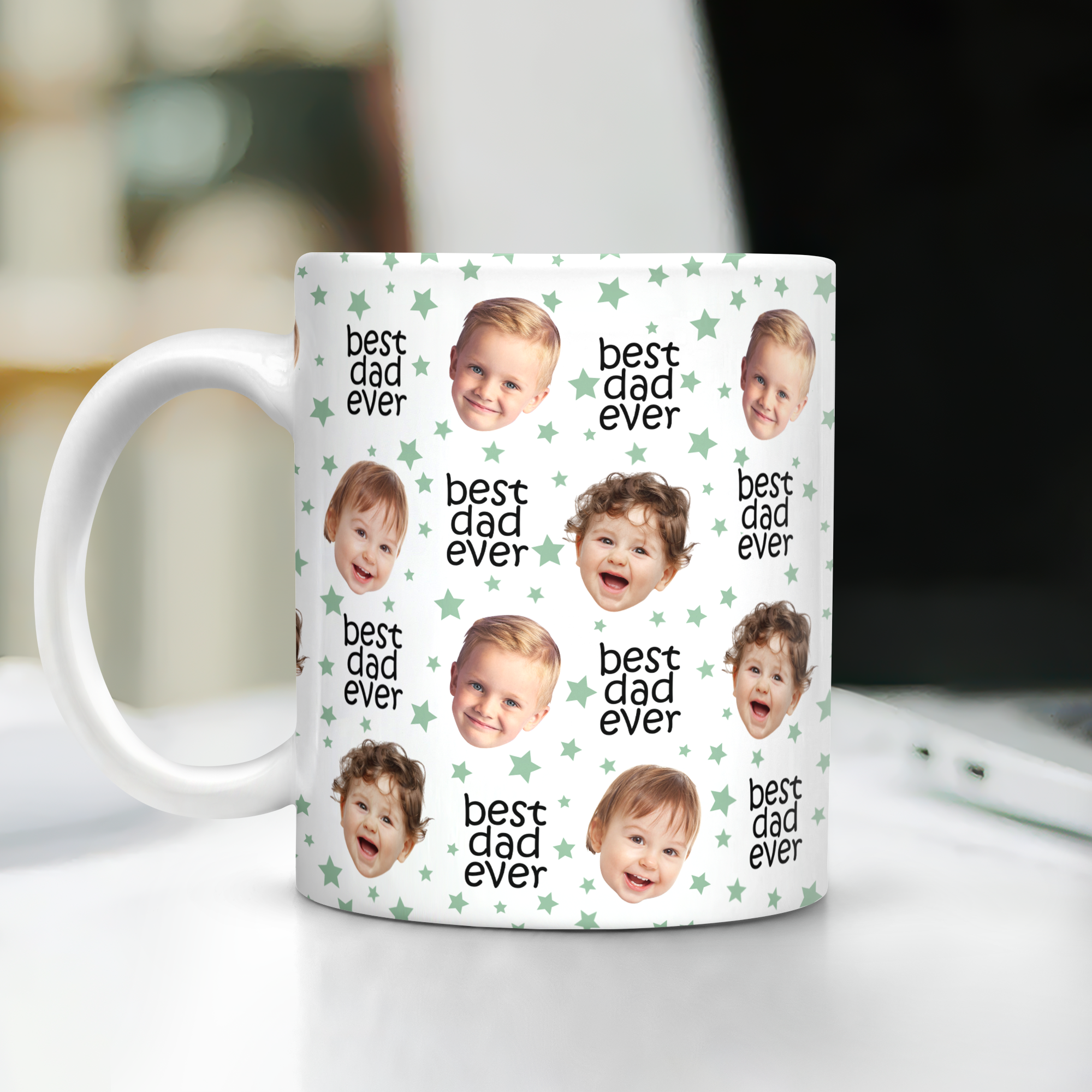 Custom Face Mug with Colored Stars Gift for Dad & Mom