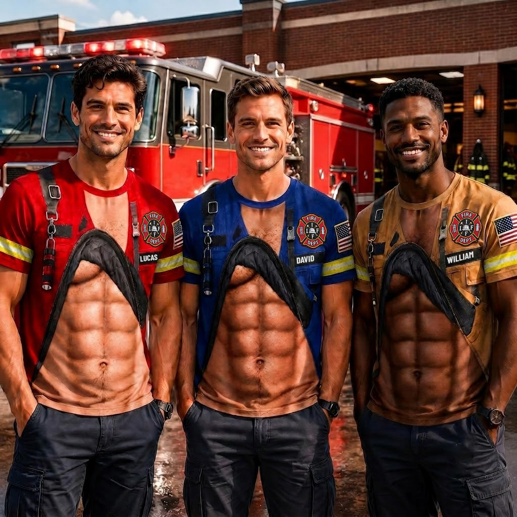 Personalized Firefighter T-Shirt Custom 3D Design Gift for Dad