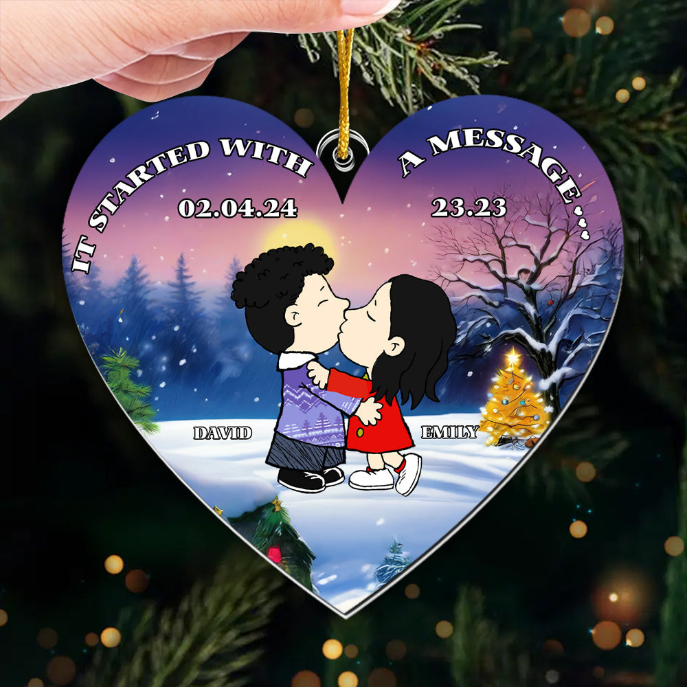 Personalized Acrylic Heart Ornament Custom Couple Gift for Anniversary