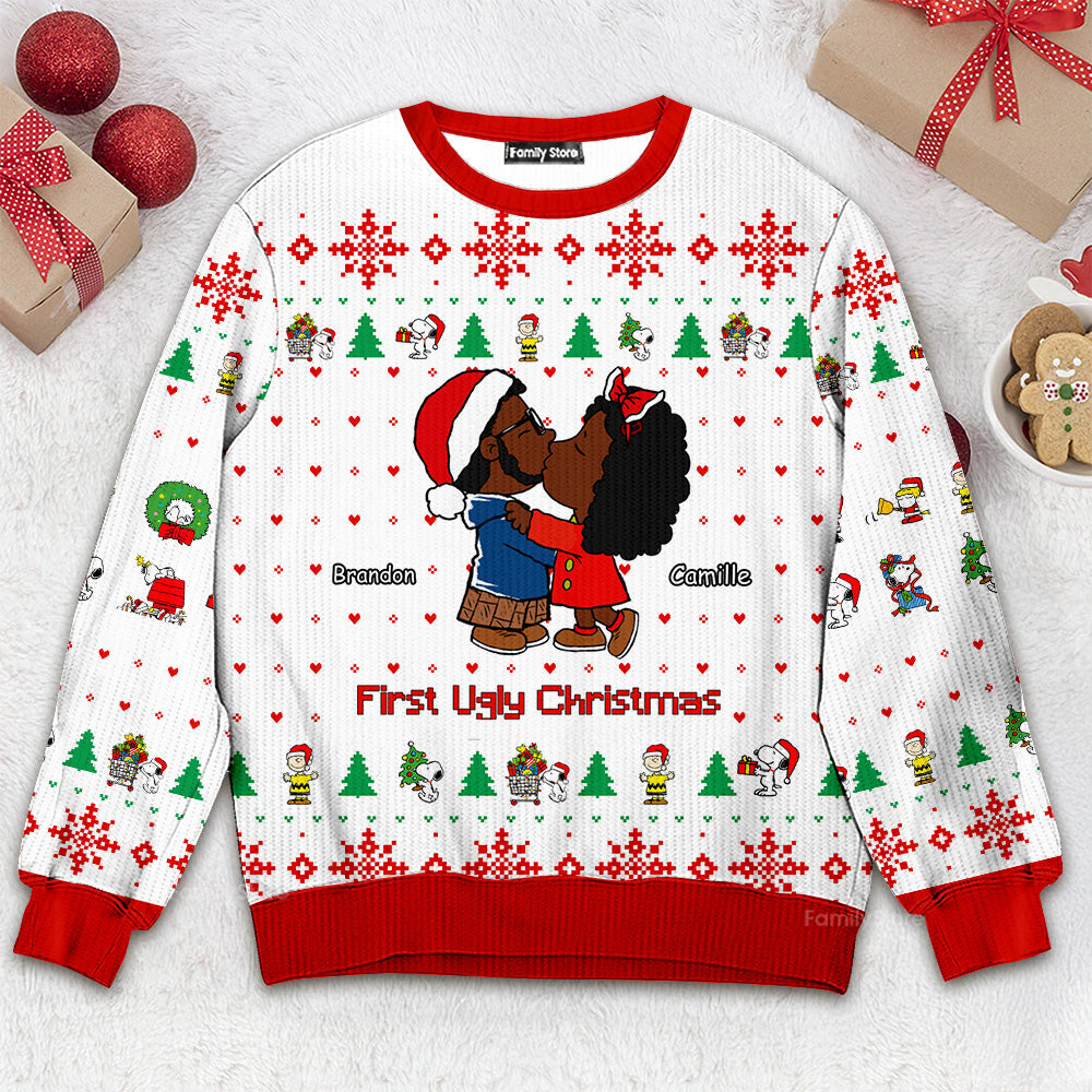 Personalized Ugly Christmas Sweater for Couples | Custom Name Gift