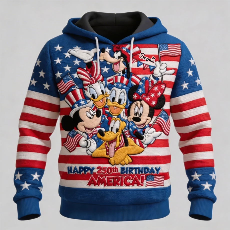Personalized 250th Anniversary USA Shirt with Disney Characters - Gift for Movie Fans & Families