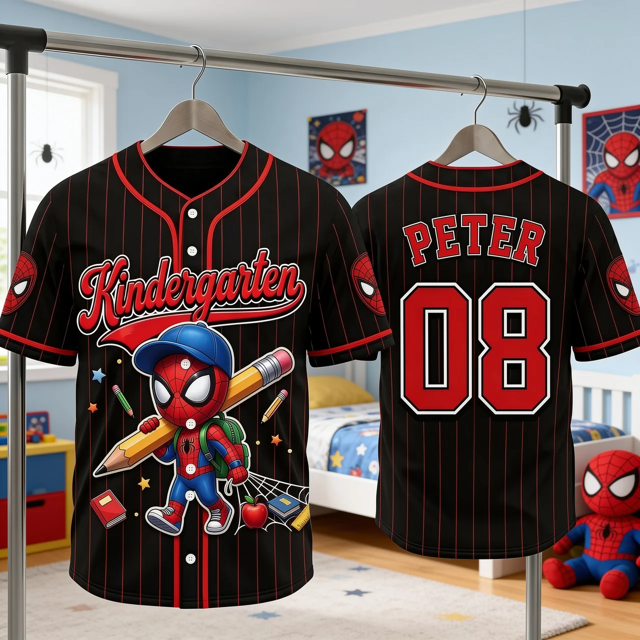 Personalized Spider-Man Baseball Jersey Custom Name Kids Gift Back to School