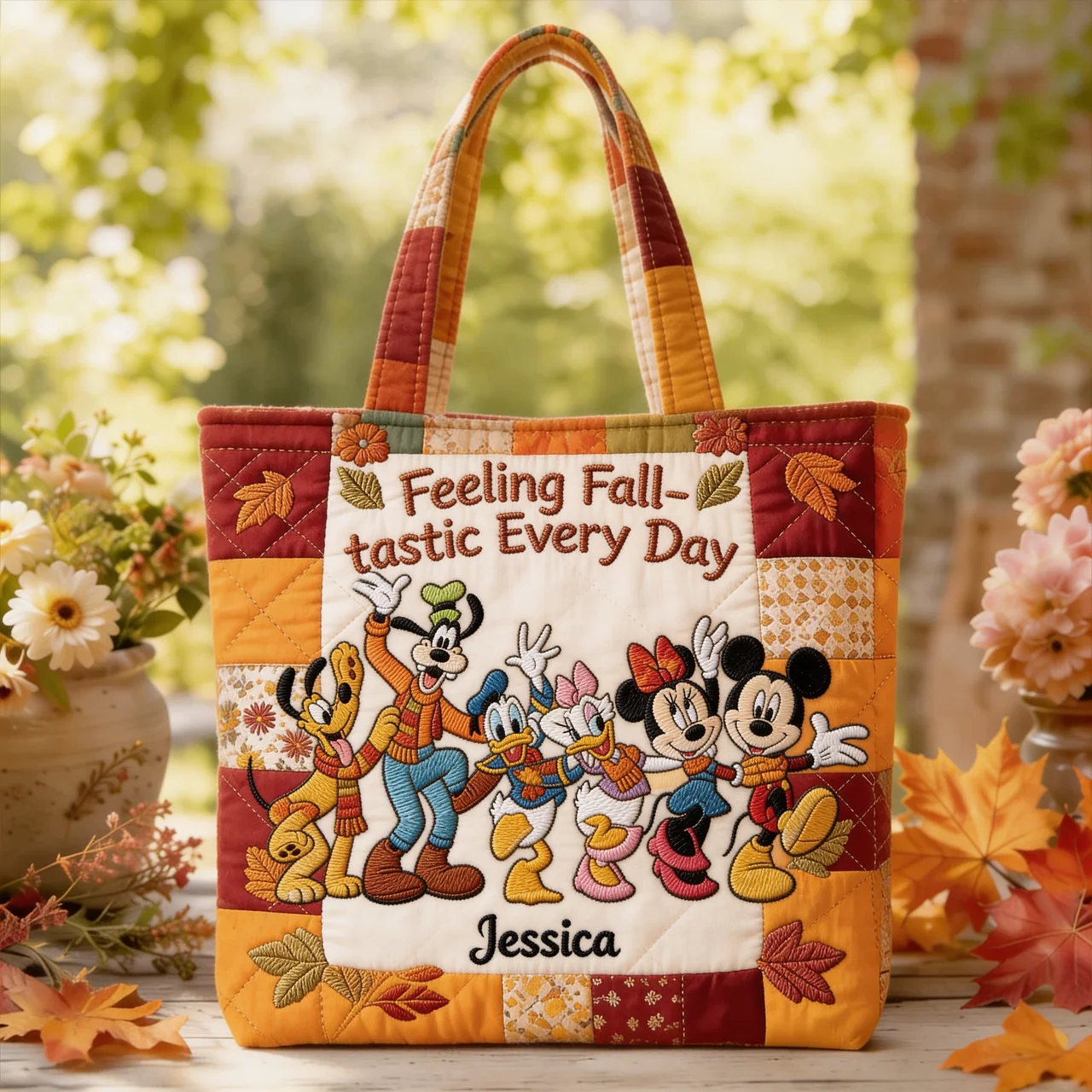 Personalized Quilted Tote Bag with Disney Friends - Gift for Her
