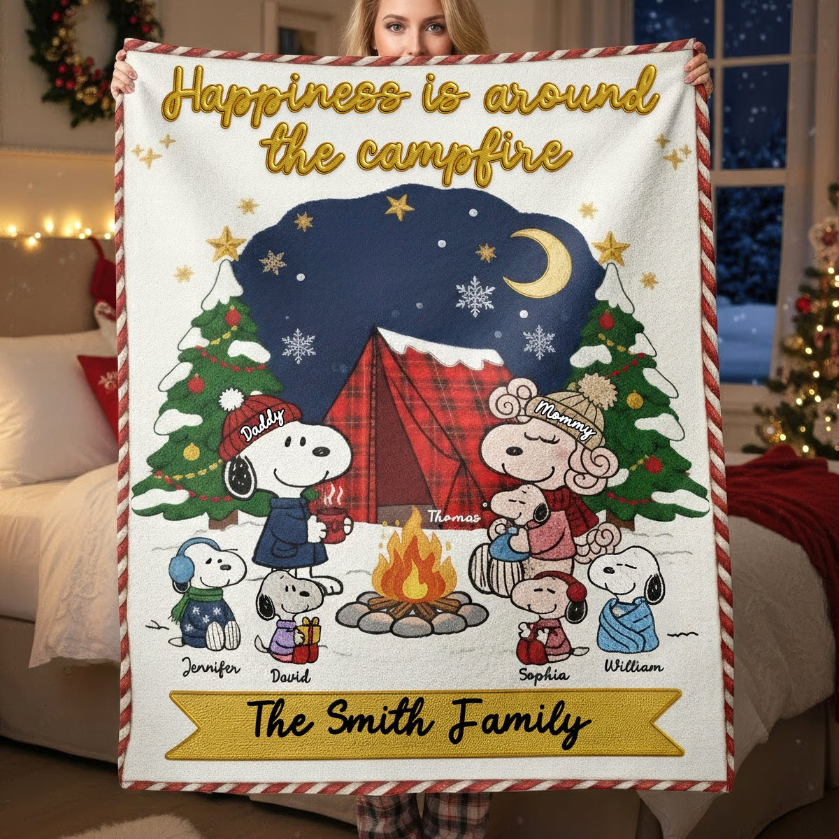 Personalized Camping Blanket for Family Christmas Gift
