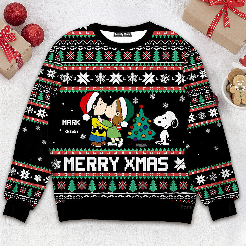Personalized Merry Christmas Ugly Sweater Gift for Couple