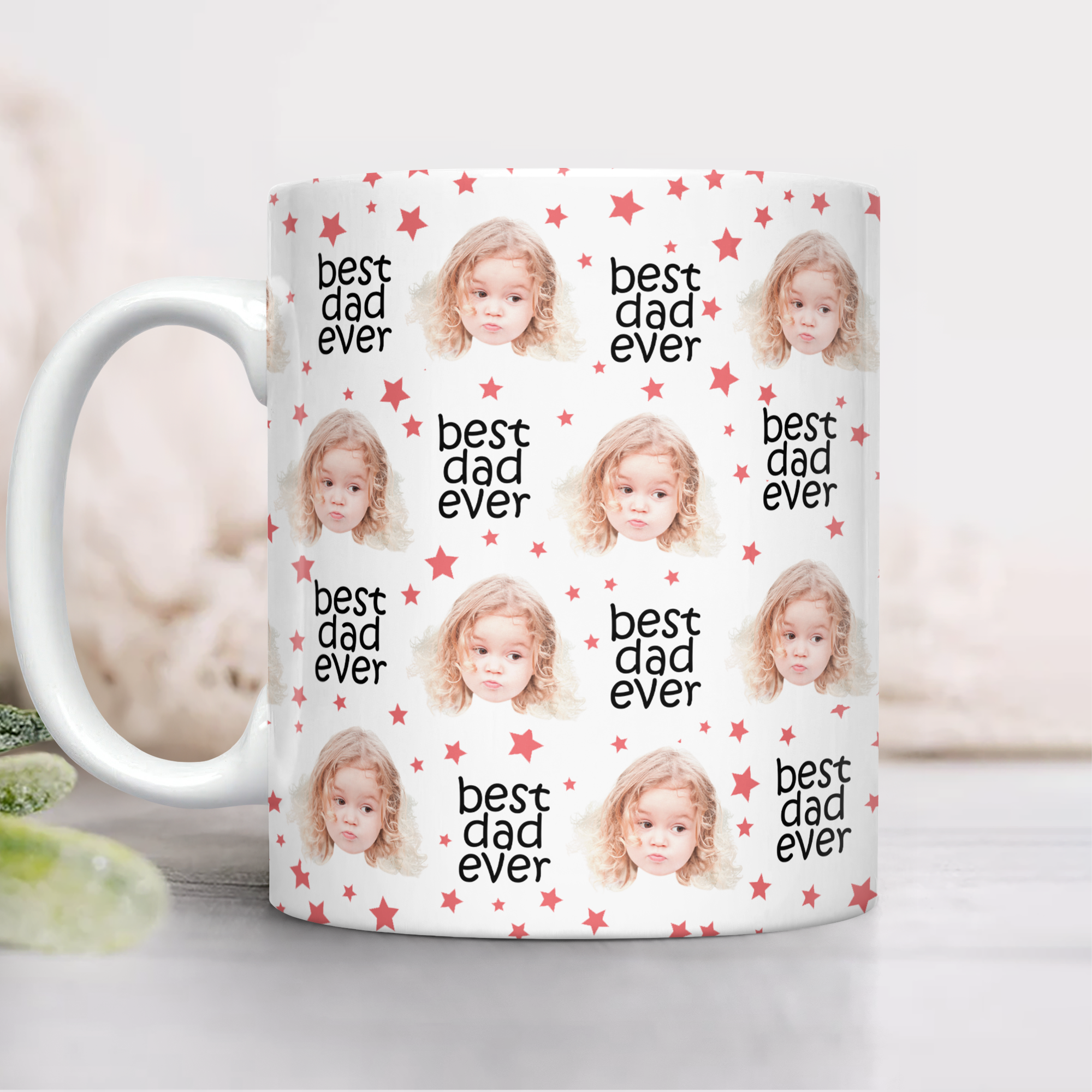 Custom Face Mug with Colored Stars Gift for Dad & Mom