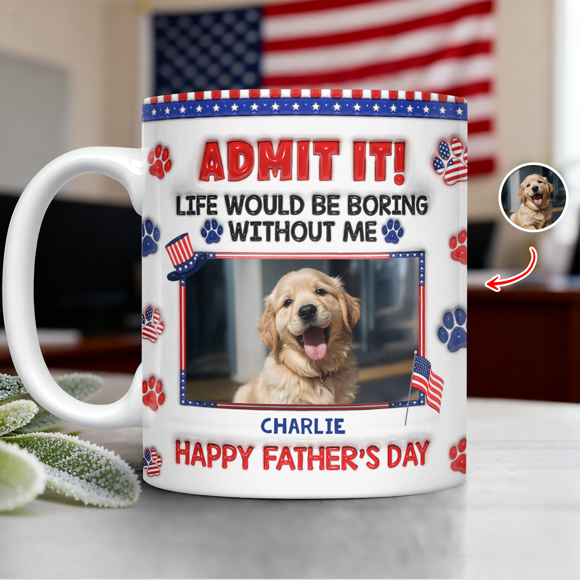 Personalized Dog Photo Mug Custom Photo Gift for Dog Dad
