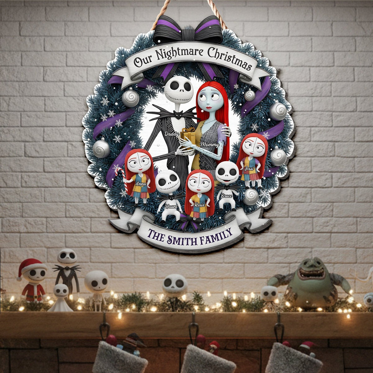 Personalized Spooky Family Wooden Sign Custom Decor Gift for Christmas