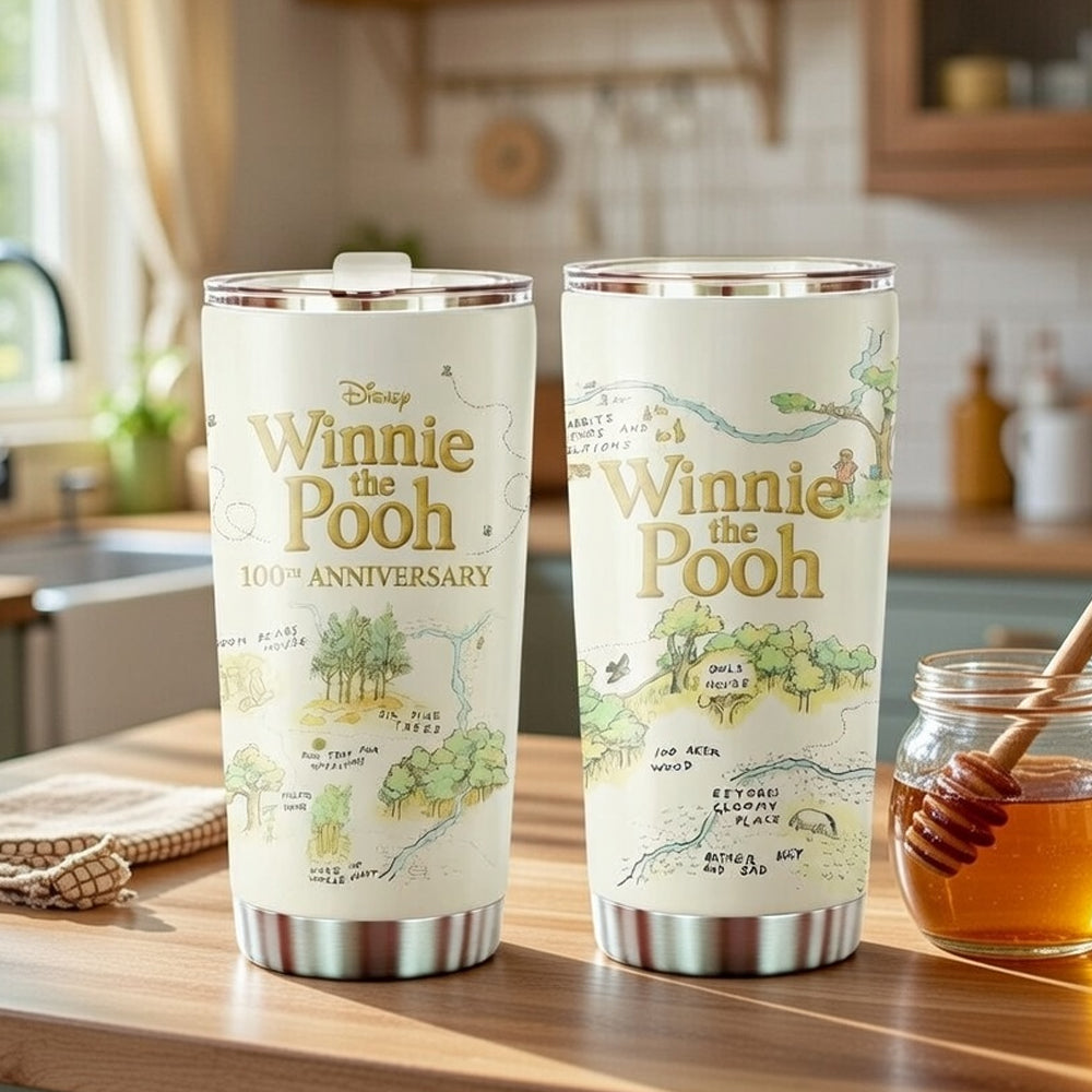 Personalized Winnie the Pooh 100th Anniversary Tumbler Gift for Movie Fans