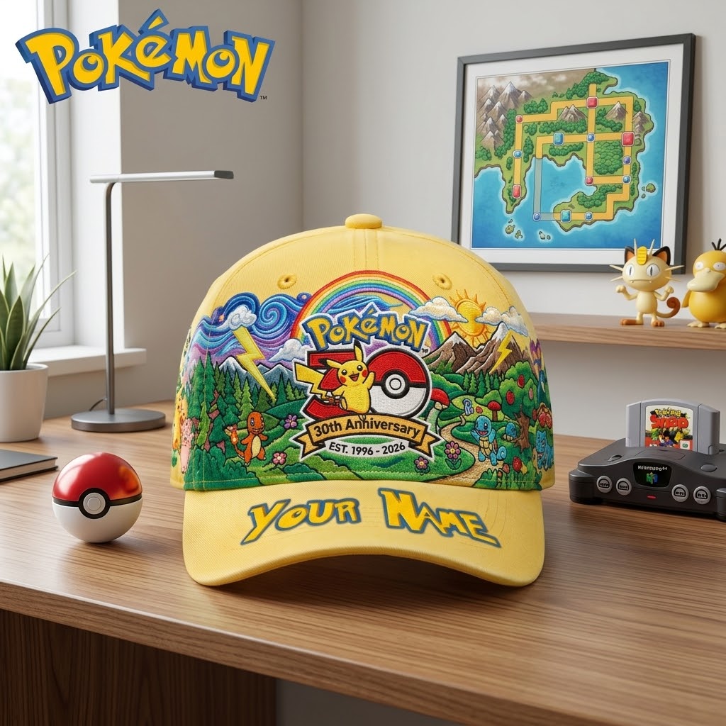 Personalized 30th Anniversary Pokémon Cap Gift for Movie Fans