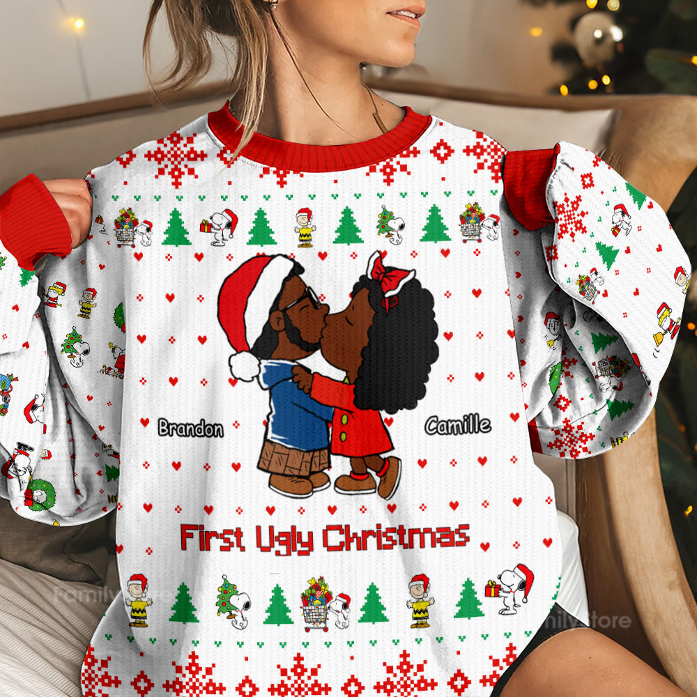 Personalized Ugly Christmas Sweater for Couples | Custom Name Gift