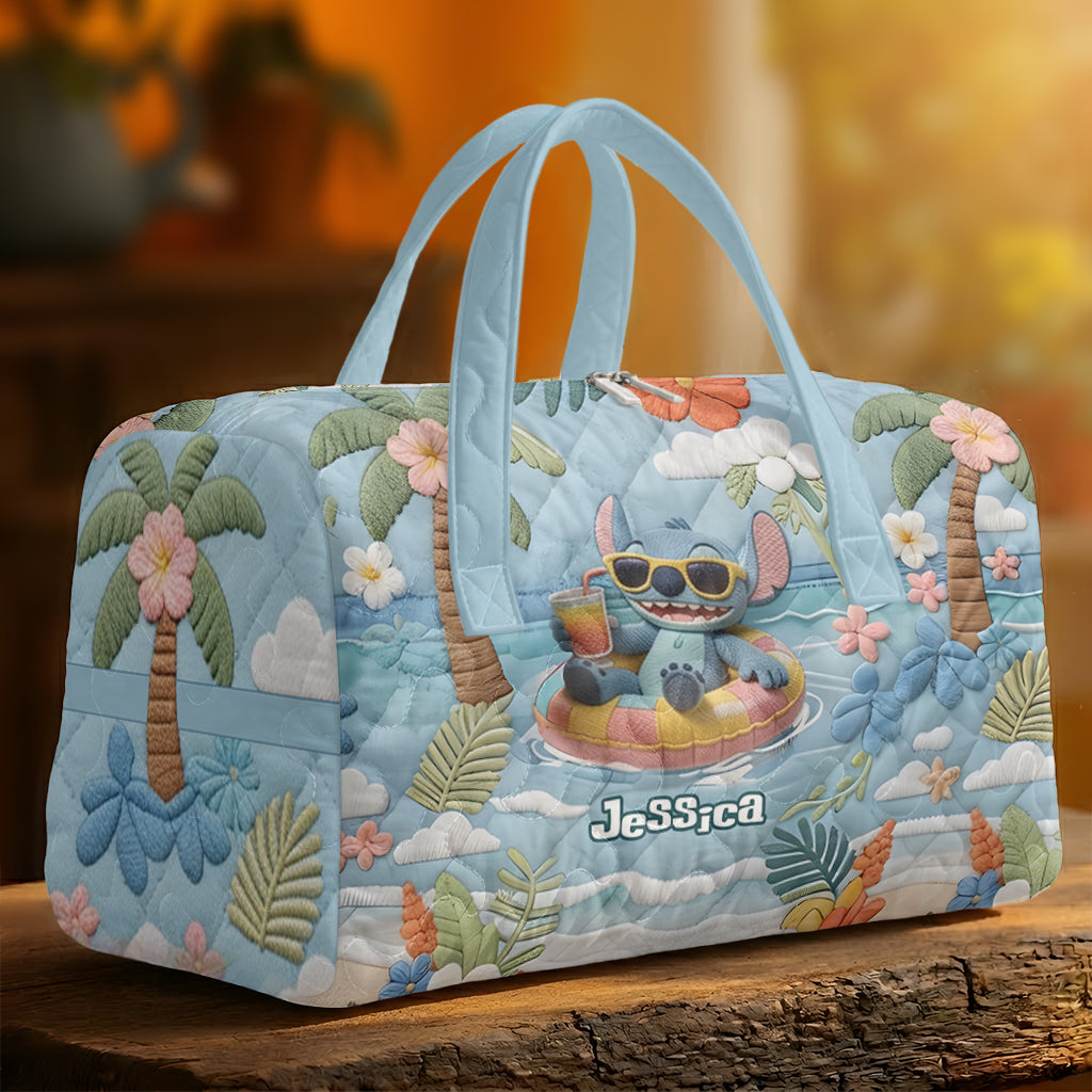 Personalized Summer Vibes Duffle Bag Custom Name Travel Gift