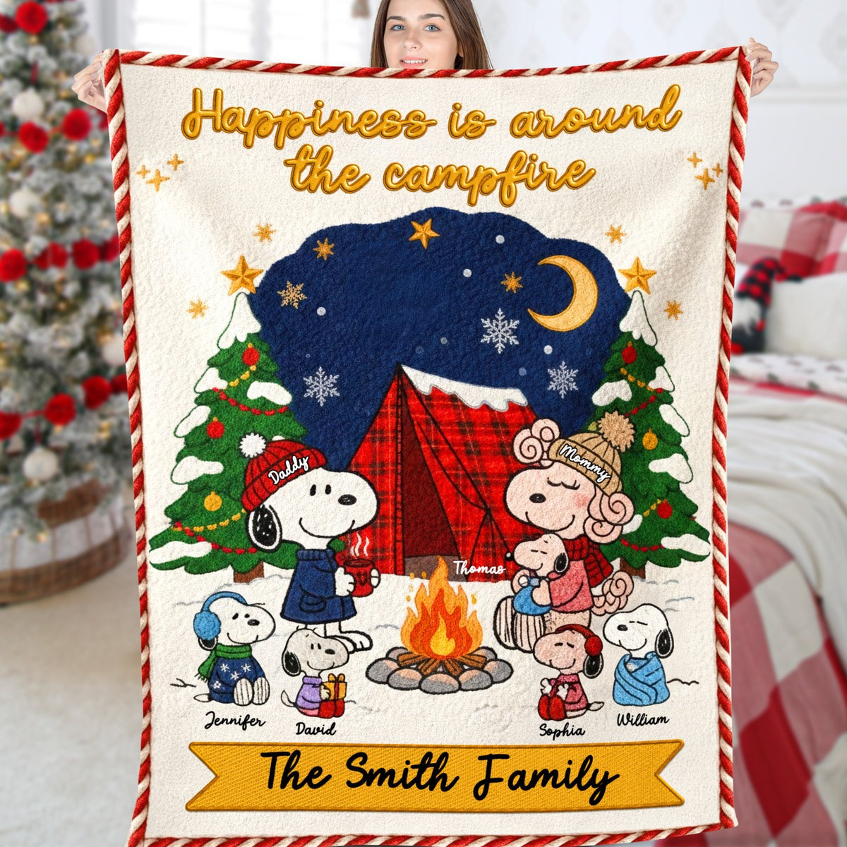 Personalized Camping Blanket for Family Christmas Gift