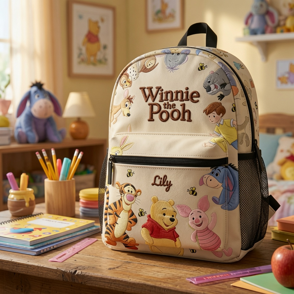 Personalized Winnie the Pooh Backpack Custom Name Gift for Kids