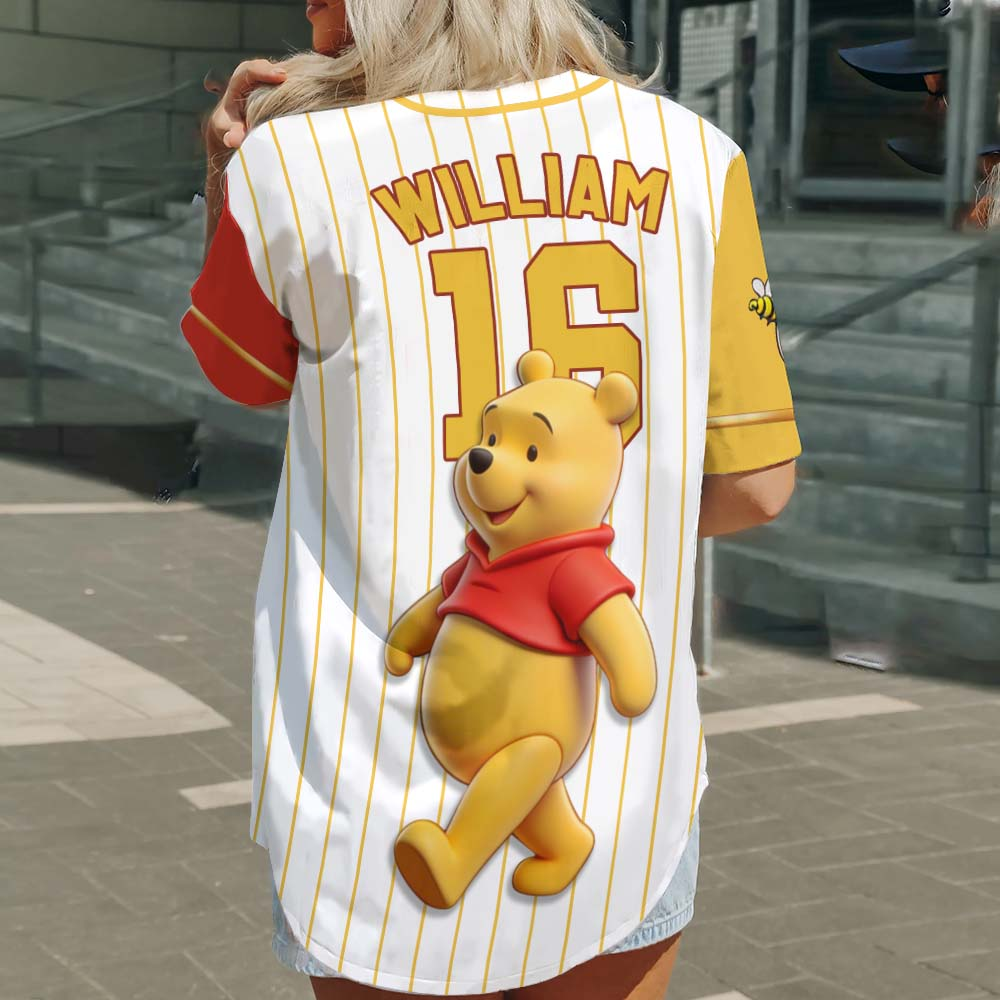 Personalized Winnie the Pooh Baseball Jersey for Kids - Custom Name Gift for Movie Fans
