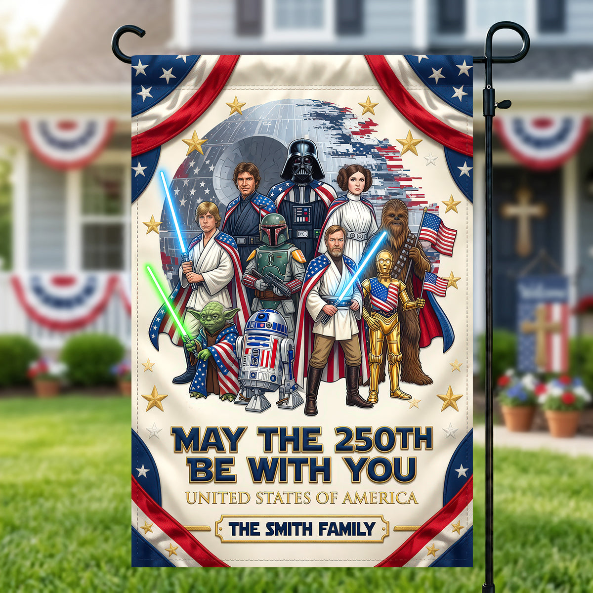 Personalized Star Wars Garden Flag Gift for Family - 4th of July Decor