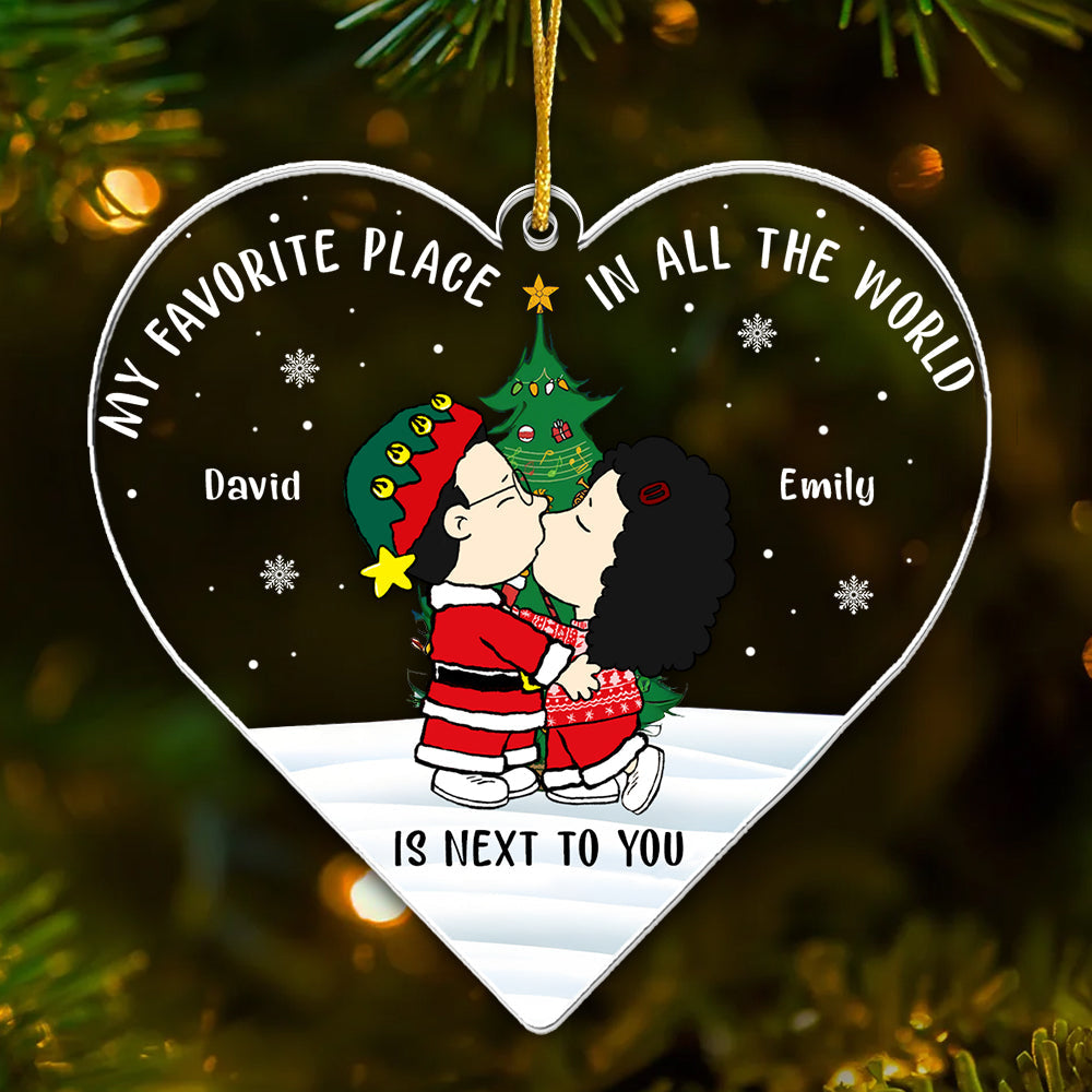 Personalized Heart Shaped Acrylic Ornament for Couples - Custom Christmas Gift
