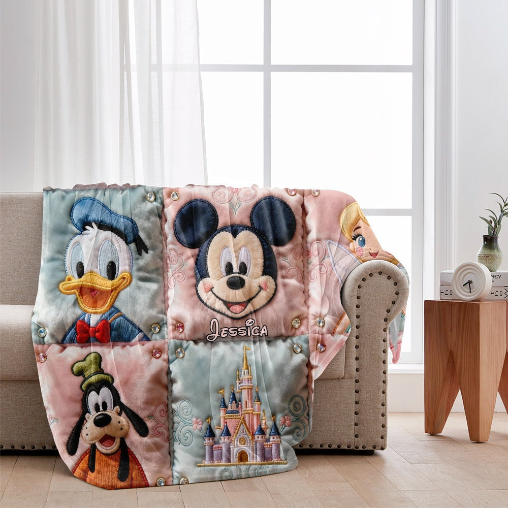 Personalized Disney Castle Blanket Custom Name Gift for Kids