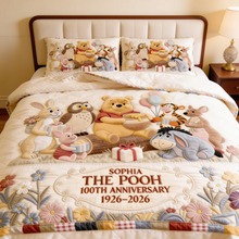 Load image into Gallery viewer, Personalized Winnie the Pooh 100th Anniversary Quilted Bedding Set Gift for Family
