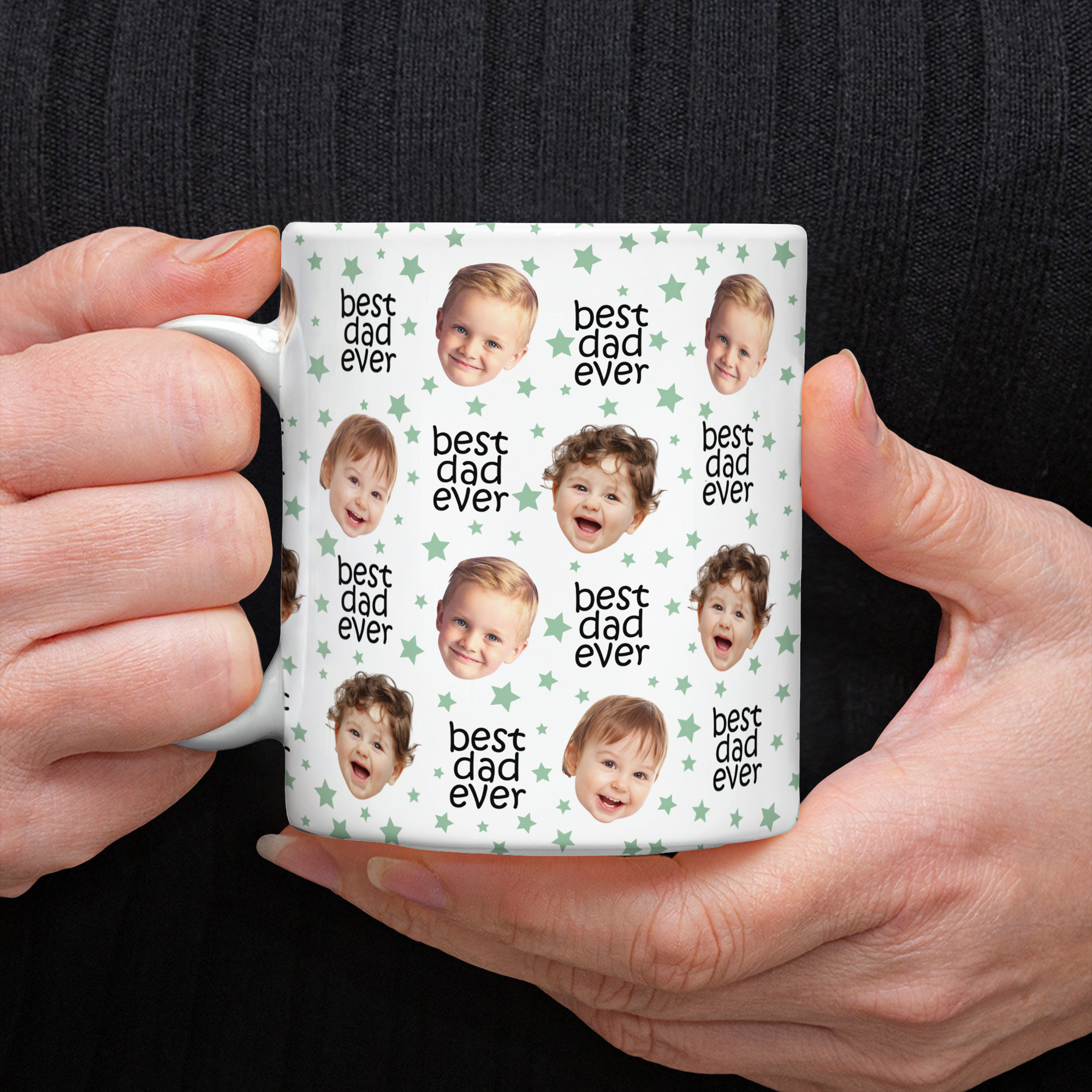 Custom Face Mug with Colored Stars Gift for Dad & Mom