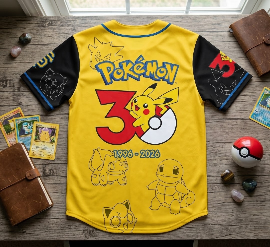 Personalized Pokemon Baseball Jersey Custom Gift for Movie Fans Anniversary