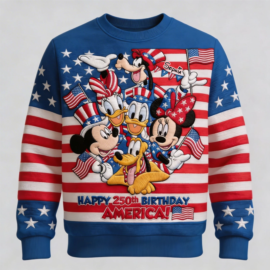 Personalized 250th Anniversary USA Shirt with Disney Characters - Gift for Movie Fans & Families