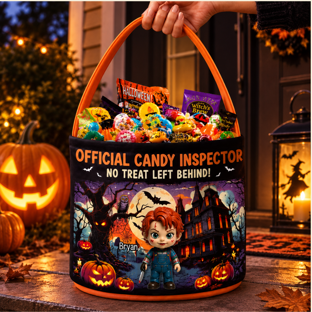 Personalized Halloween Candy Inspector Basket for Kids - Spooky Gift