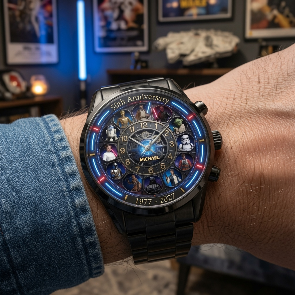 Personalized Galaxy Star Hand Watch Custom Name Gift for Anniversary
