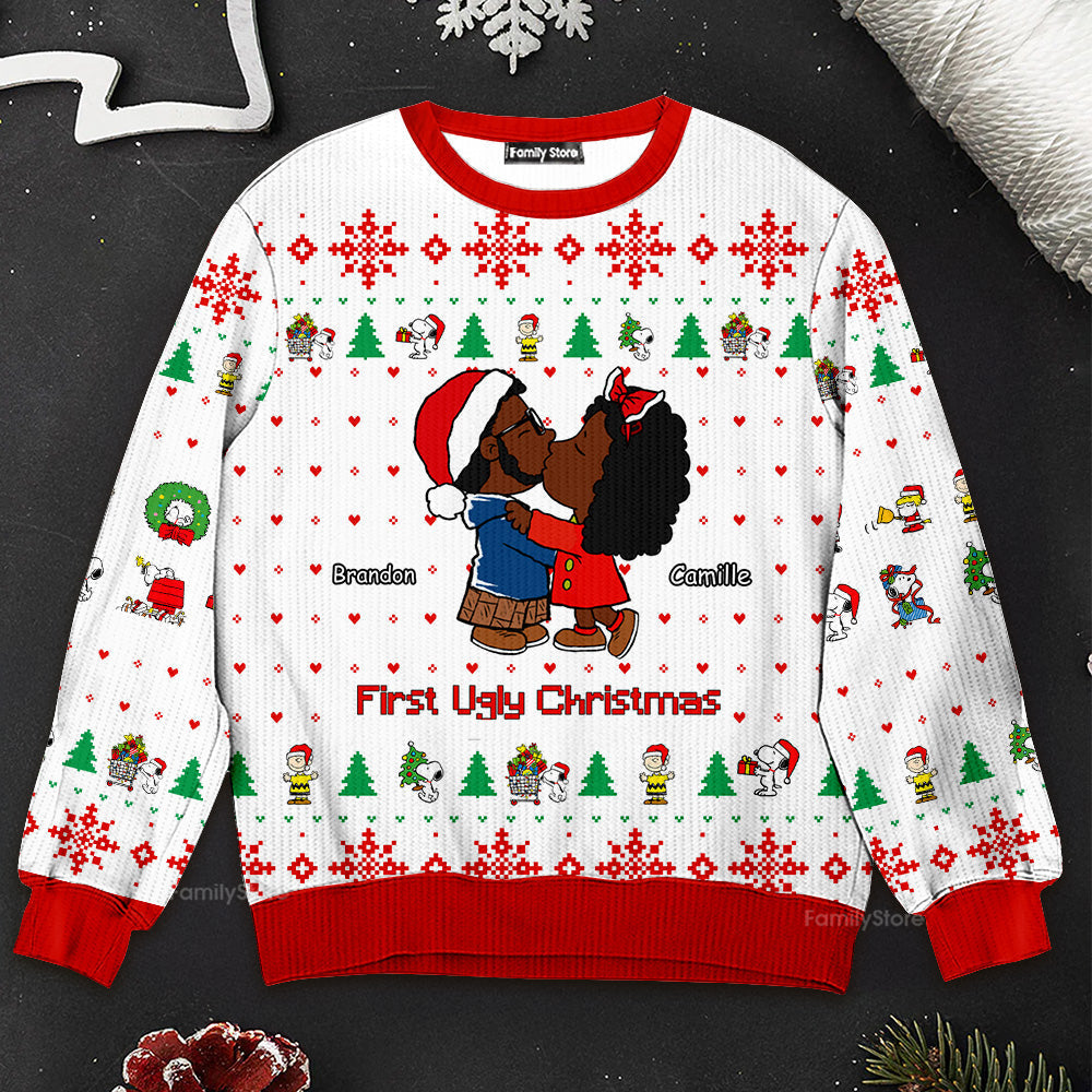 Personalized Ugly Christmas Sweater for Couples | Custom Name Gift