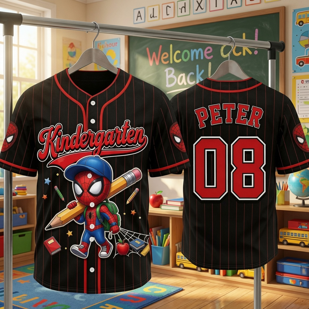 Personalized Spider-Man Baseball Jersey Custom Name Kids Gift Back to School
