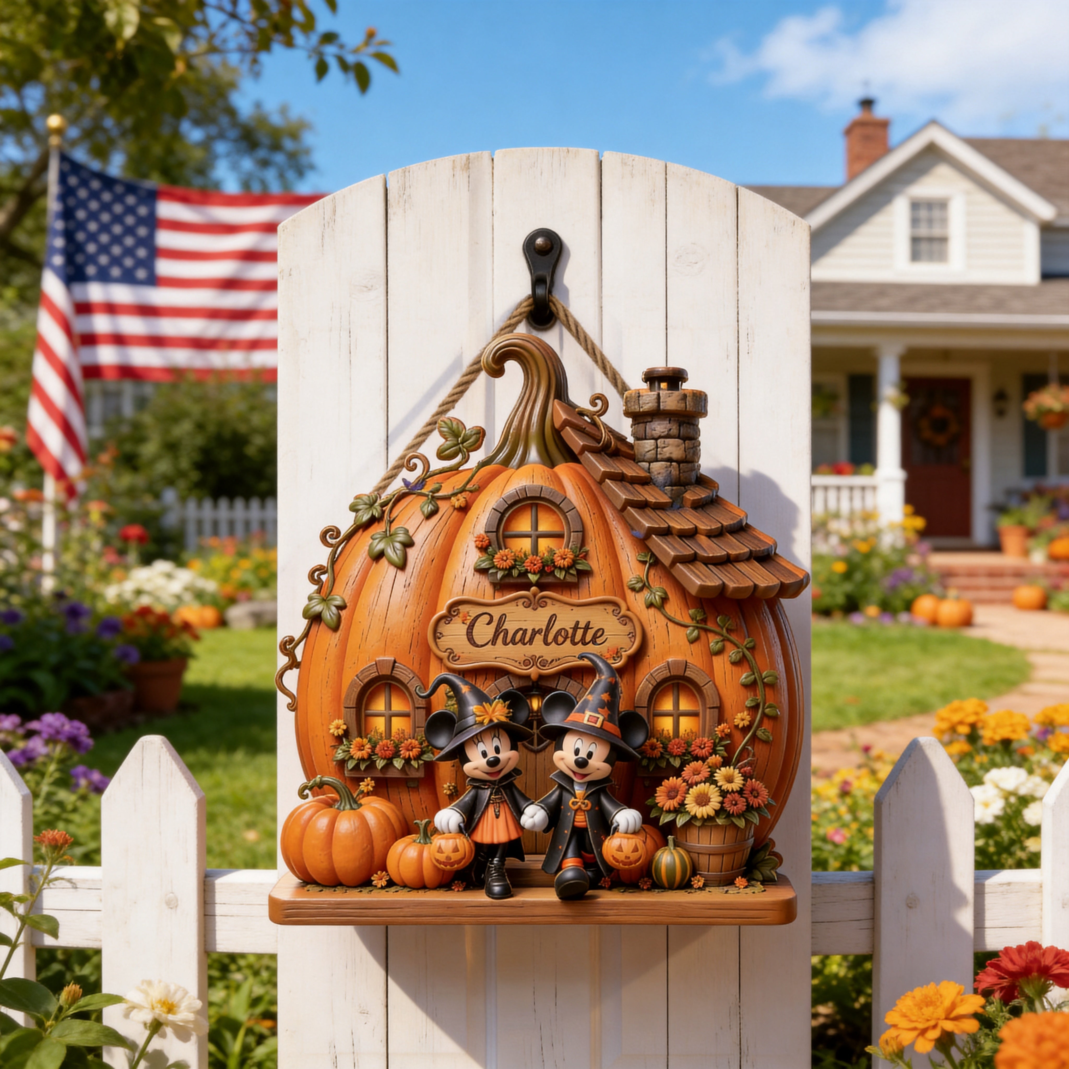 Personalized Pumpkin House Sign for Halloween Gift Decor